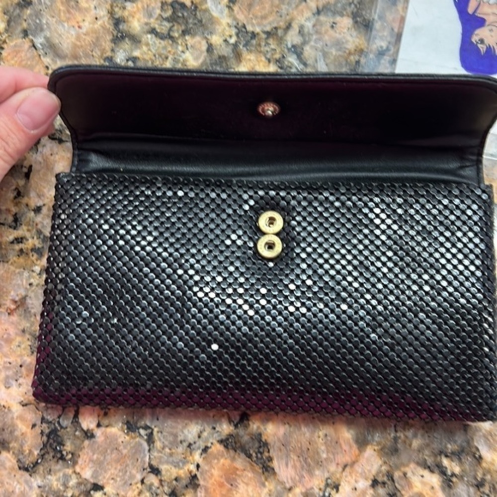 Vntg Whiting And Davis Checkbook Wallet Black Met… - image 2